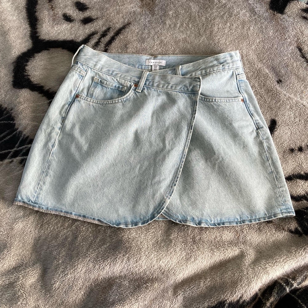 Topshop denim wrap skirt size 8
